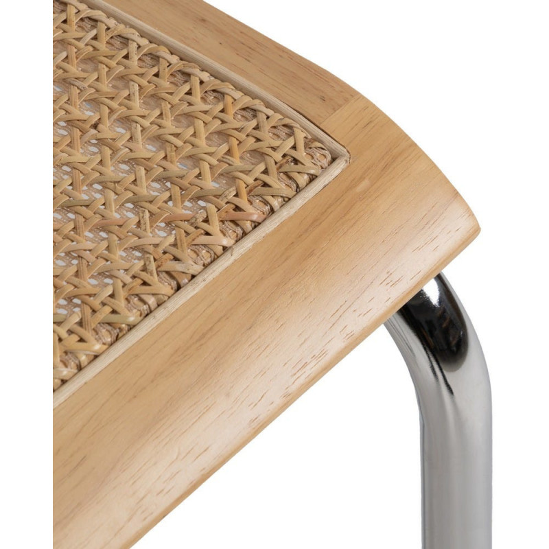 Chaise vintage en Bois d'hévéa Rotin Naturel Cannage Métal Argenté Karia - 7