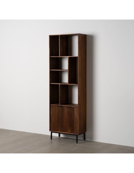 Étagère moderne 2 portes 7 niches en Bois de manguier Marron Métal Noir Talaia - 3