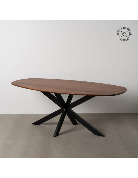 Table à manger moderne Ovale 8 personnes en Bois de manguier Marron Métal Noir Talaia - 4
