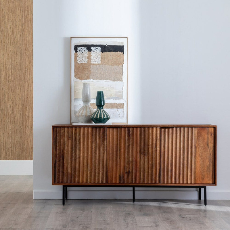 Buffet enfilade moderne 3 portes en Bois de manguier Marron Métal Noir Talaia - 2