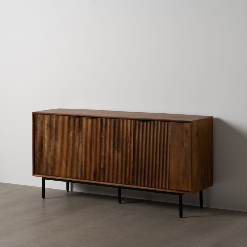 Buffet enfilade moderne 3 portes en Bois de manguier Marron Métal Noir Talaia - 3