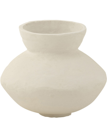 Vase Rond Hauteur 35 cm en Papier mâché Blanc Chayma - 1