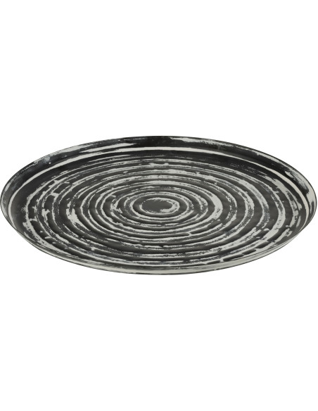 Plateau rond en métal noir et blanc 51 cm - 1