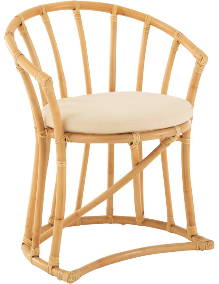 Fauteuil de table en Rotin Naturel Polyester Blanc Mayline - 1