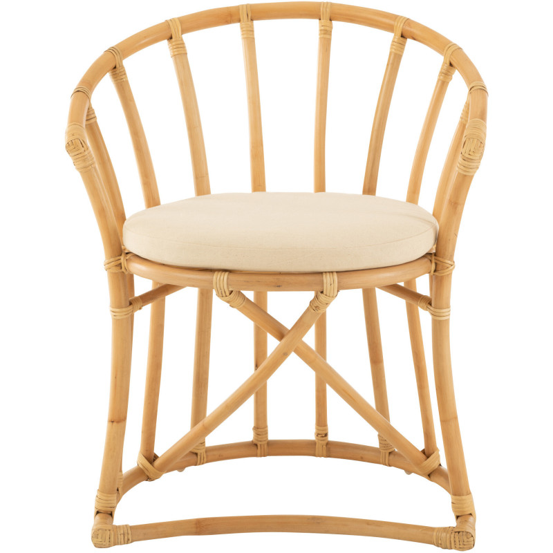 Fauteuil de table en Rotin Naturel Polyester Blanc Mayline - 2