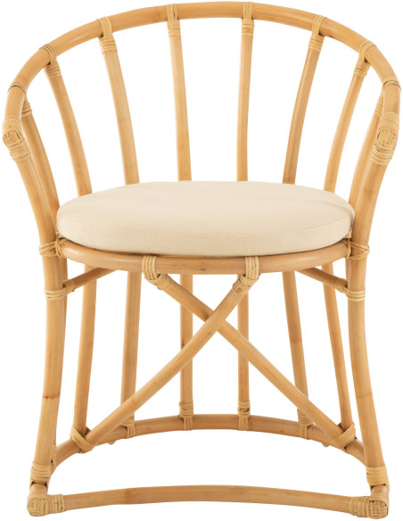 Fauteuil de table en Rotin Naturel Polyester Blanc Mayline - 2
