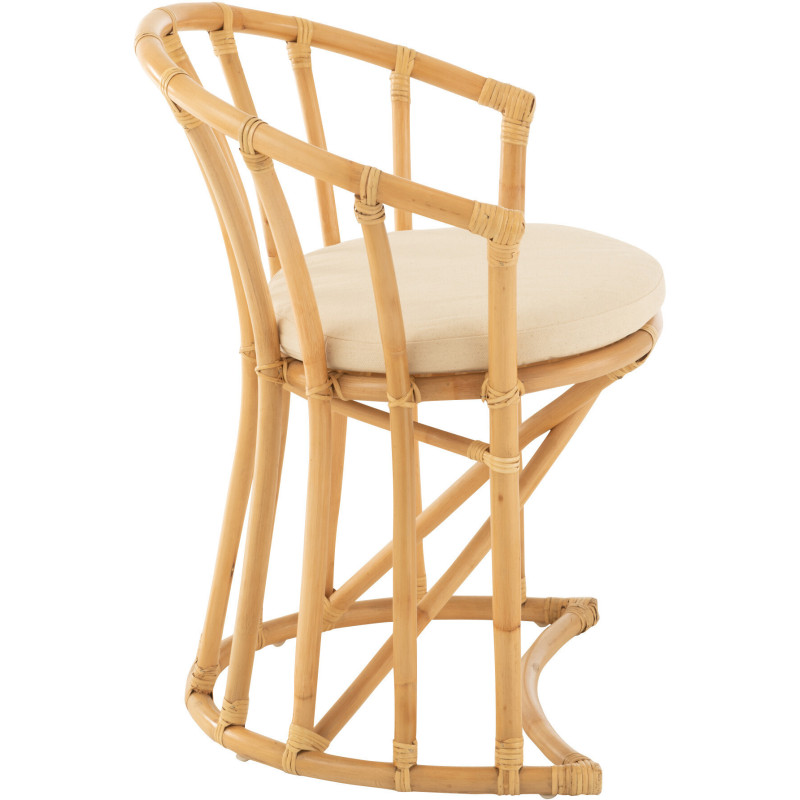 Fauteuil de table en Rotin Naturel Polyester Blanc Mayline - 3