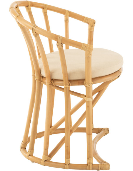 Fauteuil de table en Rotin Naturel Polyester Blanc Mayline - 3