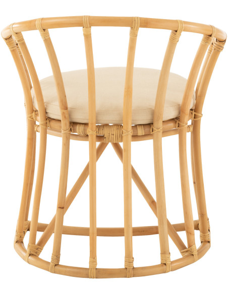 Fauteuil de table en Rotin Naturel Polyester Blanc Mayline - 4