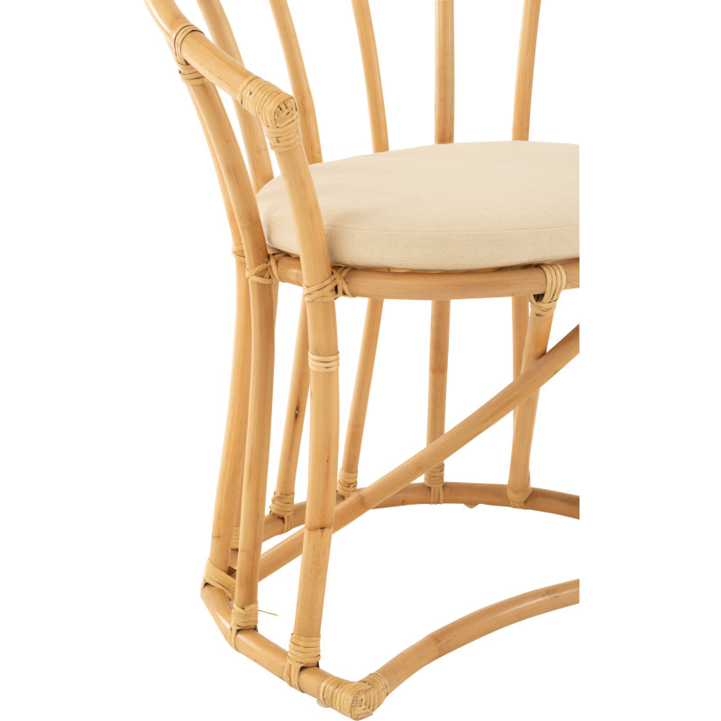 Fauteuil de table en Rotin Naturel Polyester Blanc Mayline - 5