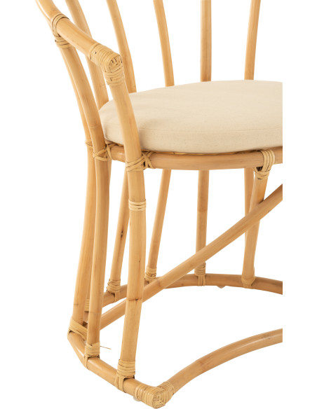 Fauteuil de table en Rotin Naturel Polyester Blanc Mayline - 5