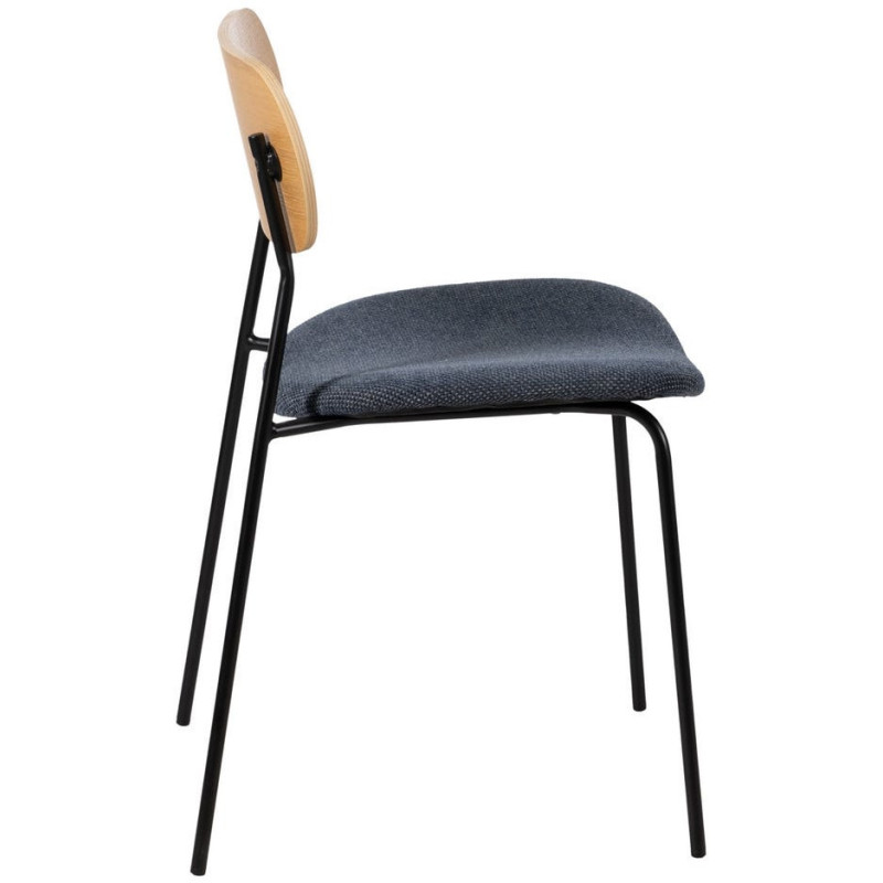 Chaise moderne d'écolier en Tissu Bleu Plywood Naturel Métal Noir Nelda (Lot de 4) - 2
