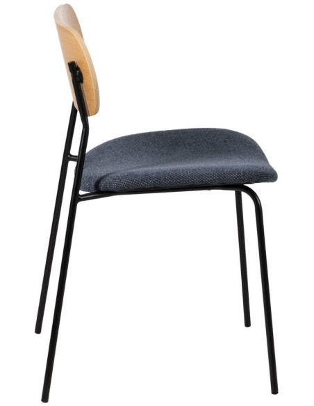 Chaise moderne d'écolier en Tissu Bleu Plywood Naturel Métal Noir Nelda (Lot de 4) - 2