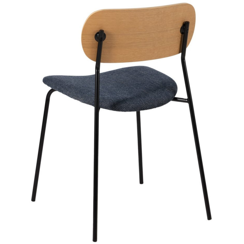 Chaise moderne d'écolier en Tissu Bleu Plywood Naturel Métal Noir Nelda (Lot de 4) - 3