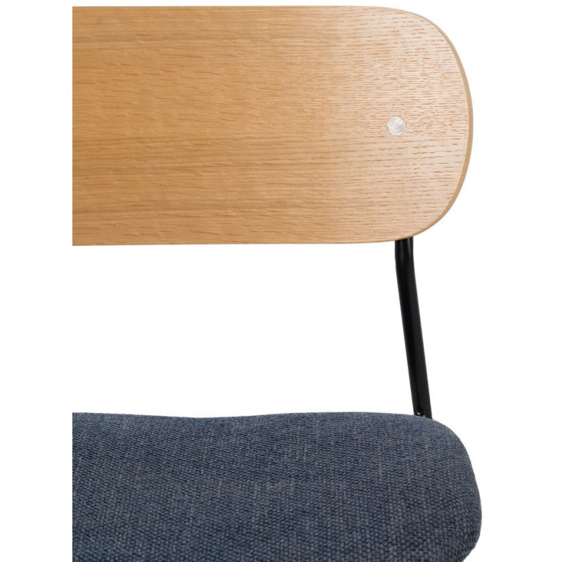 Chaise moderne d'écolier en Tissu Bleu Plywood Naturel Métal Noir Nelda (Lot de 4) - 4