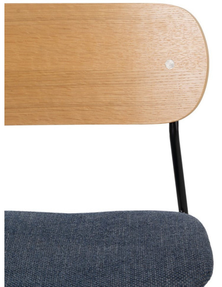 Chaise moderne d'écolier en Tissu Bleu Plywood Naturel Métal Noir Nelda (Lot de 4) - 4