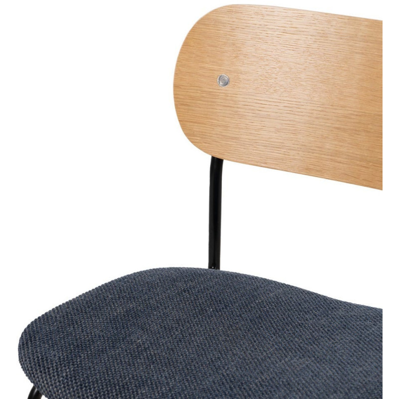 Chaise moderne d'écolier en Tissu Bleu Plywood Naturel Métal Noir Nelda (Lot de 4) - 5