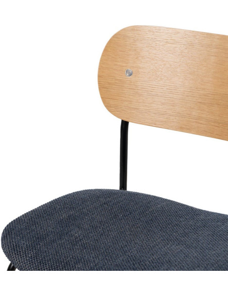 Chaise moderne d'écolier en Tissu Bleu Plywood Naturel Métal Noir Nelda (Lot de 4) - 5