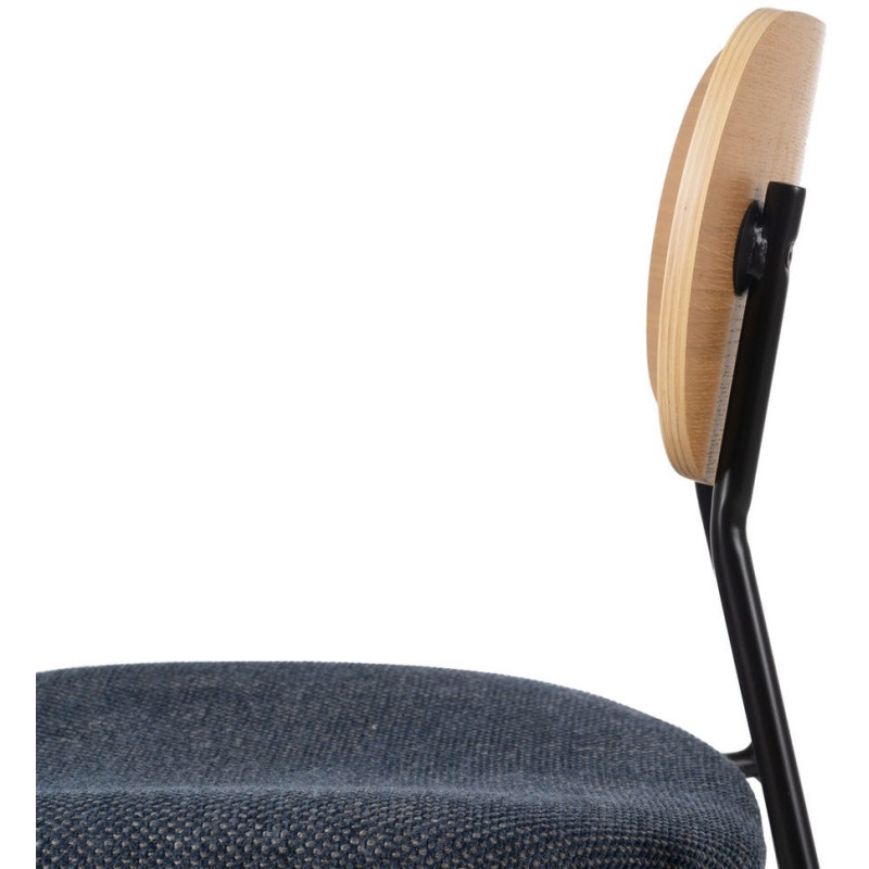 Chaise moderne d'écolier en Tissu Bleu Plywood Naturel Métal Noir Nelda (Lot de 4) - 7