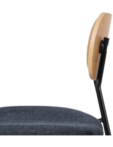 Chaise moderne d'écolier en Tissu Bleu Plywood Naturel Métal Noir Nelda (Lot de 4) - 7