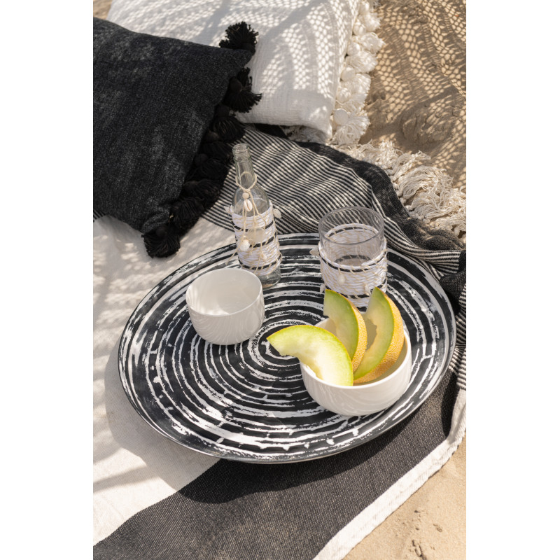 Plateau rond en métal noir et blanc 51 cm - 2