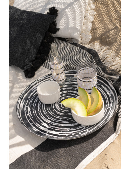 Plateau rond en métal noir et blanc 51 cm - 2