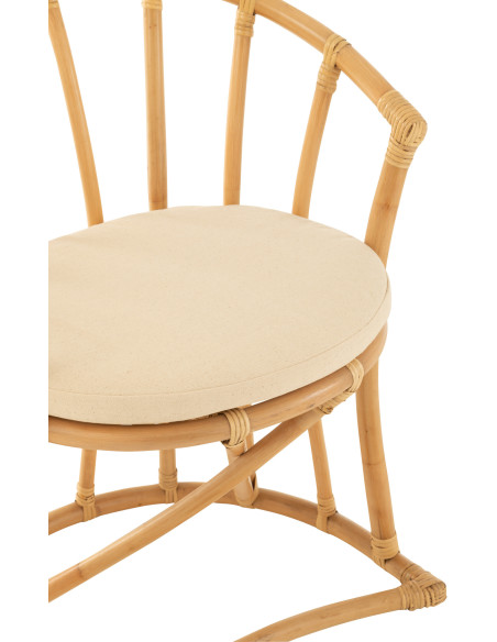Fauteuil de table en Rotin Naturel Polyester Blanc Mayline - 6