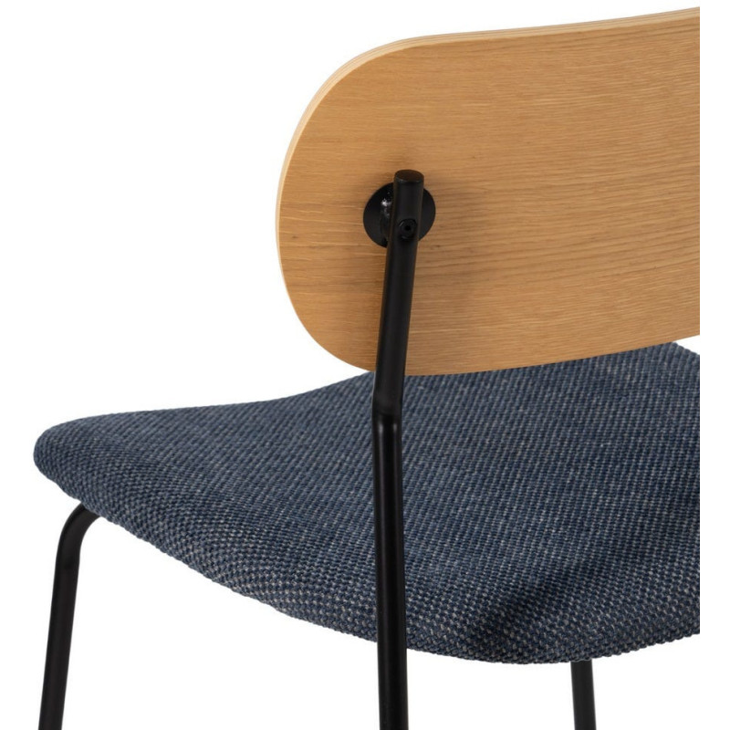 Chaise moderne d'écolier en Tissu Bleu Plywood Naturel Métal Noir Nelda (Lot de 4) - 9