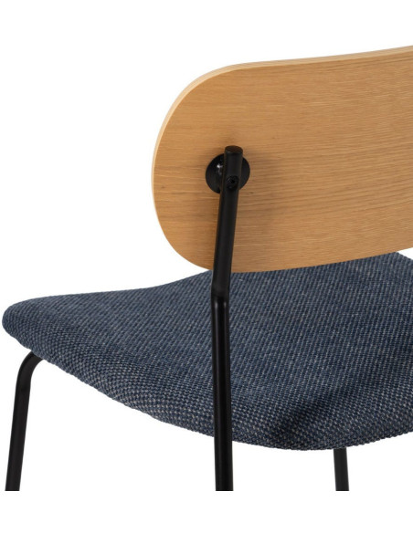 Chaise moderne d'écolier en Tissu Bleu Plywood Naturel Métal Noir Nelda (Lot de 4) - 9