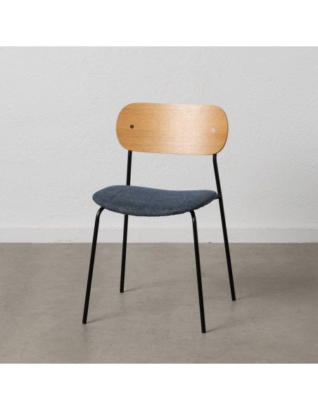 Chaise moderne d'écolier en Tissu Bleu Plywood Naturel Métal Noir Nelda (Lot de 4) - 13