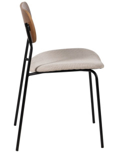 Chaise moderne d'écolier en Tissu Blanc crème Plywood Marron Métal Noir Nelda (Lot de 4) - 2