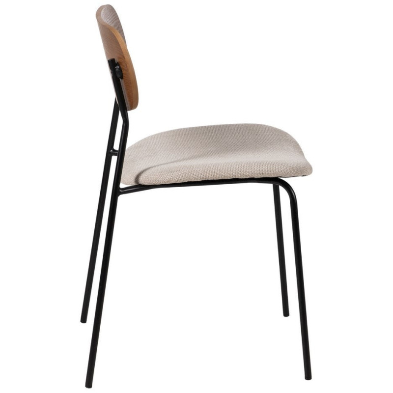 Chaise moderne d'écolier en Tissu Blanc crème Plywood Marron Métal Noir Nelda (Lot de 4) - 2