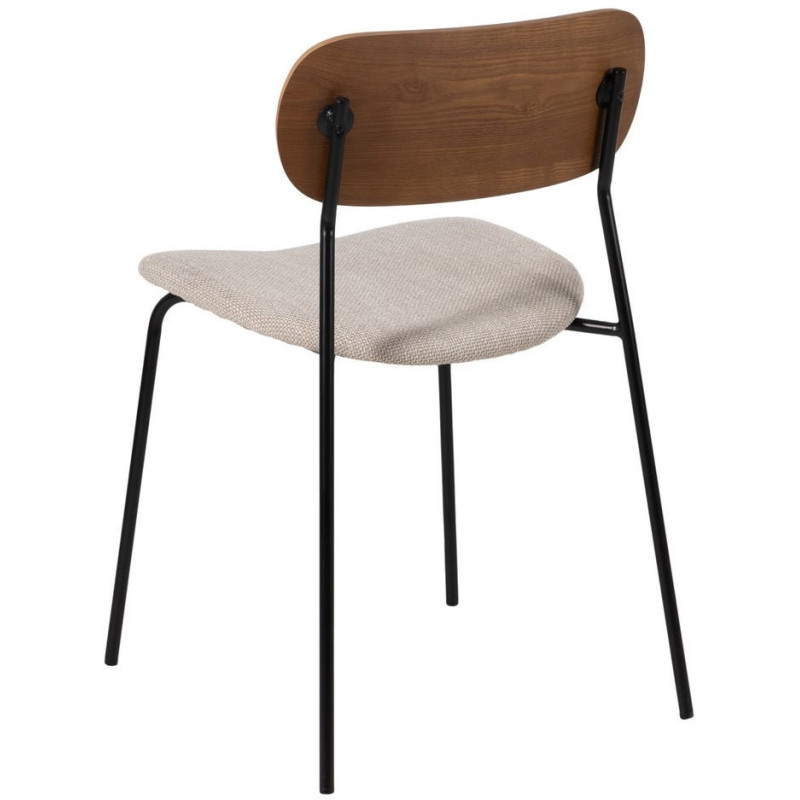 Chaise moderne d'écolier en Tissu Blanc crème Plywood Marron Métal Noir Nelda (Lot de 4) - 3