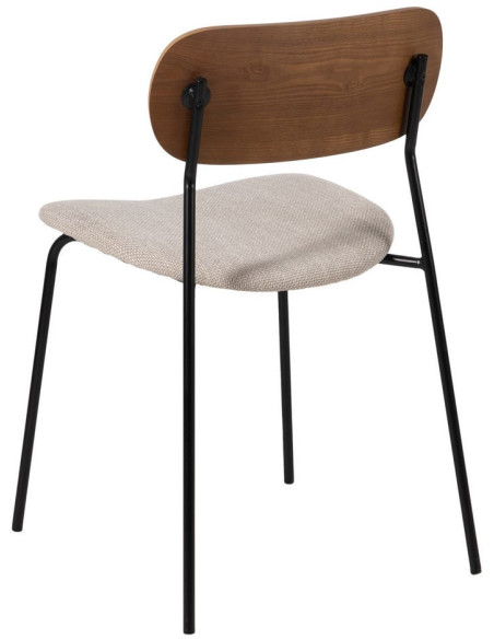 Chaise moderne d'écolier en Tissu Blanc crème Plywood Marron Métal Noir Nelda (Lot de 4) - 3