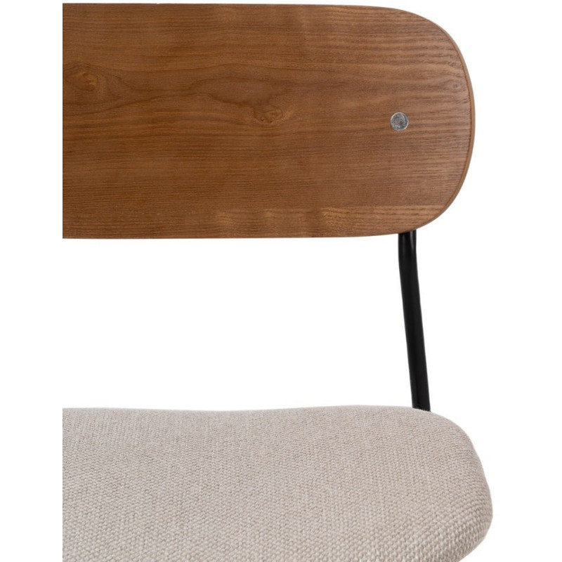Chaise moderne d'écolier en Tissu Blanc crème Plywood Marron Métal Noir Nelda (Lot de 4) - 4