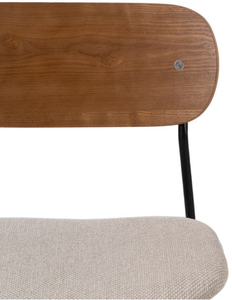 Chaise moderne d'écolier en Tissu Blanc crème Plywood Marron Métal Noir Nelda (Lot de 4) - 4