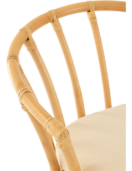 Fauteuil de table en Rotin Naturel Polyester Blanc Mayline - 7