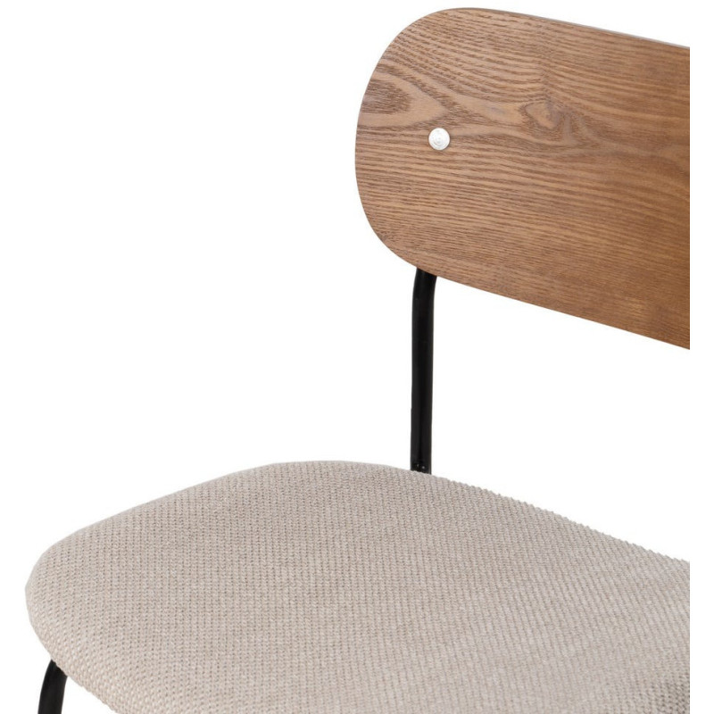 Chaise moderne d'écolier en Tissu Blanc crème Plywood Marron Métal Noir Nelda (Lot de 4) - 5