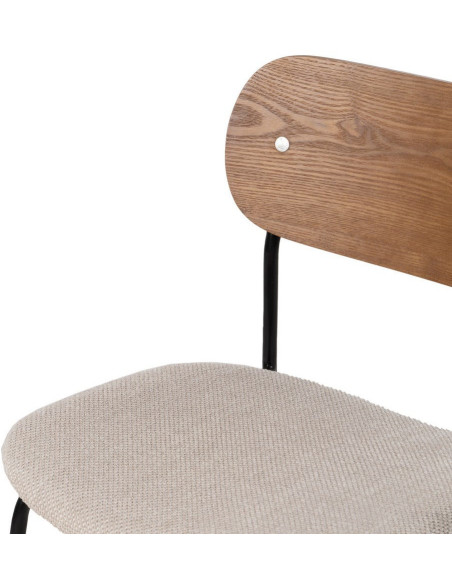 Chaise moderne d'écolier en Tissu Blanc crème Plywood Marron Métal Noir Nelda (Lot de 4) - 5