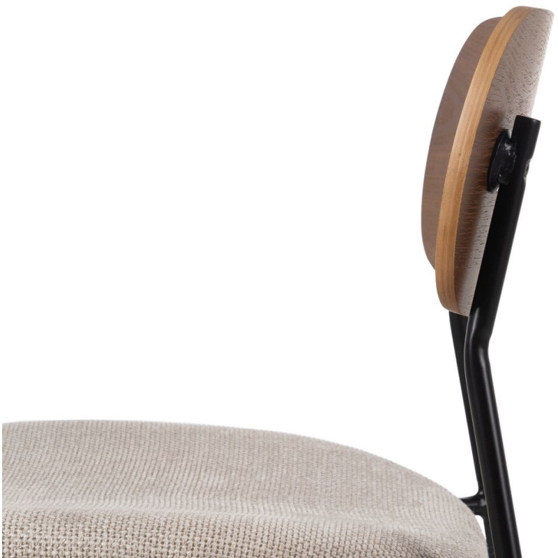 Chaise moderne d'écolier en Tissu Blanc crème Plywood Marron Métal Noir Nelda (Lot de 4) - 7