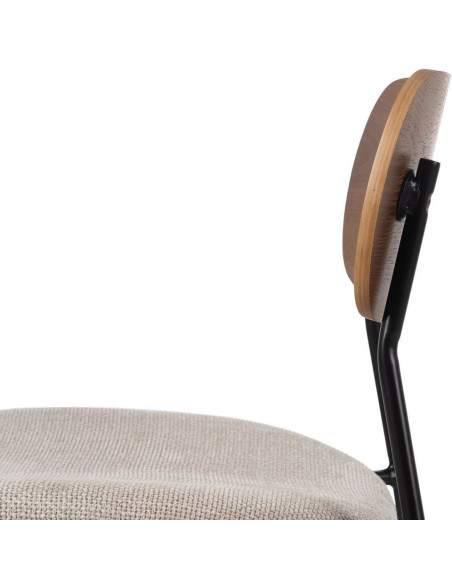 Chaise moderne d'écolier en Tissu Blanc crème Plywood Marron Métal Noir Nelda (Lot de 4) - 7