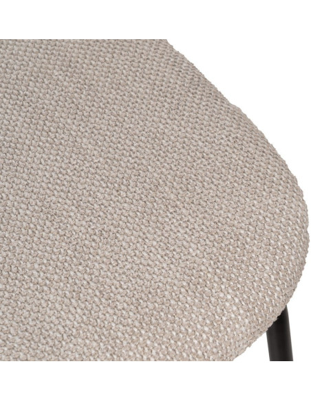 Chaise moderne d'écolier en Tissu Blanc crème Plywood Marron Métal Noir Nelda (Lot de 4) - 8
