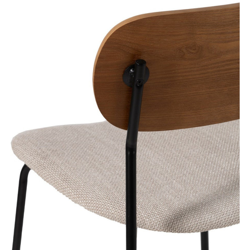 Chaise moderne d'écolier en Tissu Blanc crème Plywood Marron Métal Noir Nelda (Lot de 4) - 9