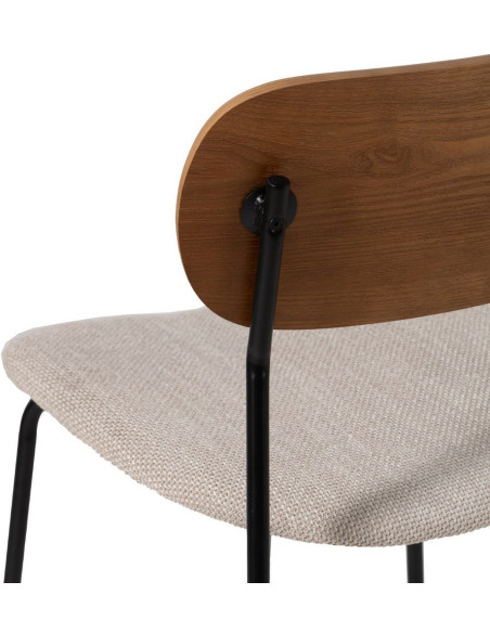 Chaise moderne d'écolier en Tissu Blanc crème Plywood Marron Métal Noir Nelda (Lot de 4) - 9