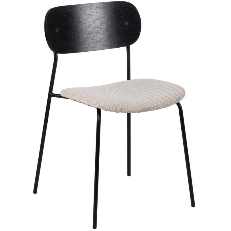 Chaise moderne d'écolier en Tissu Blanc Plywood Noir Métal Noir Nelda (Lot de 4) - 1