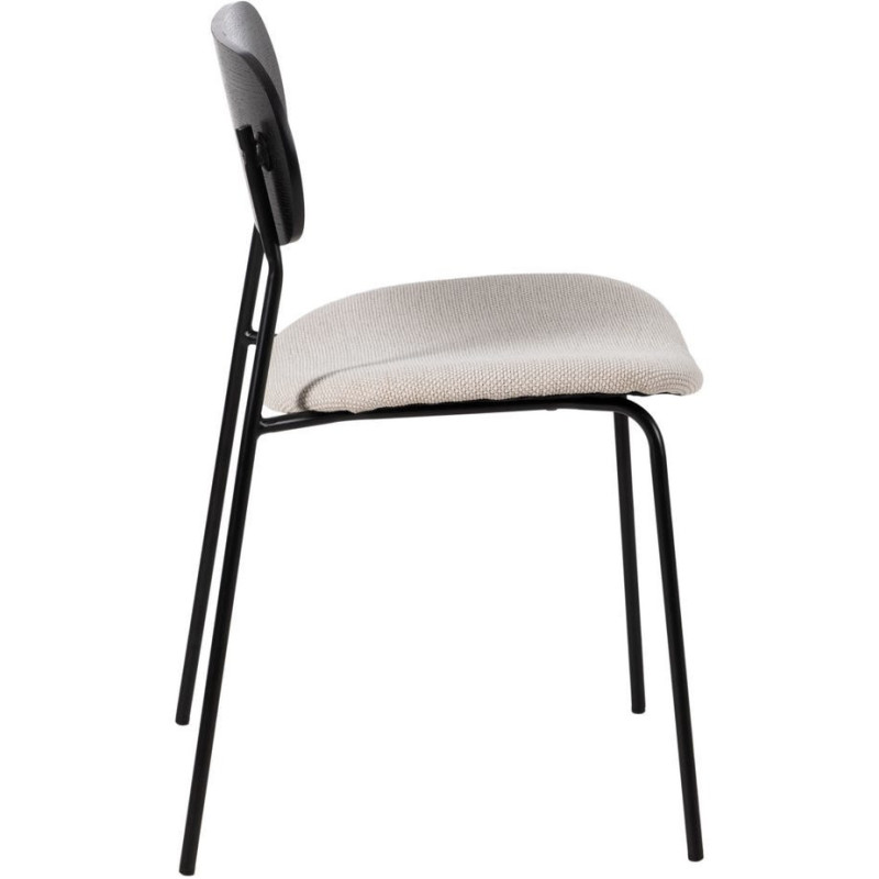 Chaise moderne d'écolier en Tissu Blanc Plywood Noir Métal Noir Nelda (Lot de 4) - 2