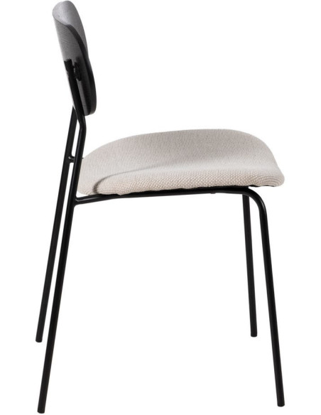 Chaise moderne d'écolier en Tissu Blanc Plywood Noir Métal Noir Nelda (Lot de 4) - 2