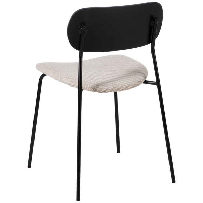 Chaise moderne d'écolier en Tissu Blanc Plywood Noir Métal Noir Nelda (Lot de 4) - 3