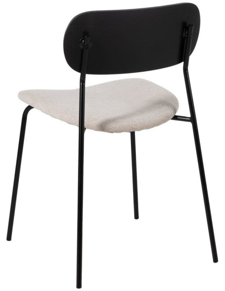 Chaise moderne d'écolier en Tissu Blanc Plywood Noir Métal Noir Nelda (Lot de 4) - 3