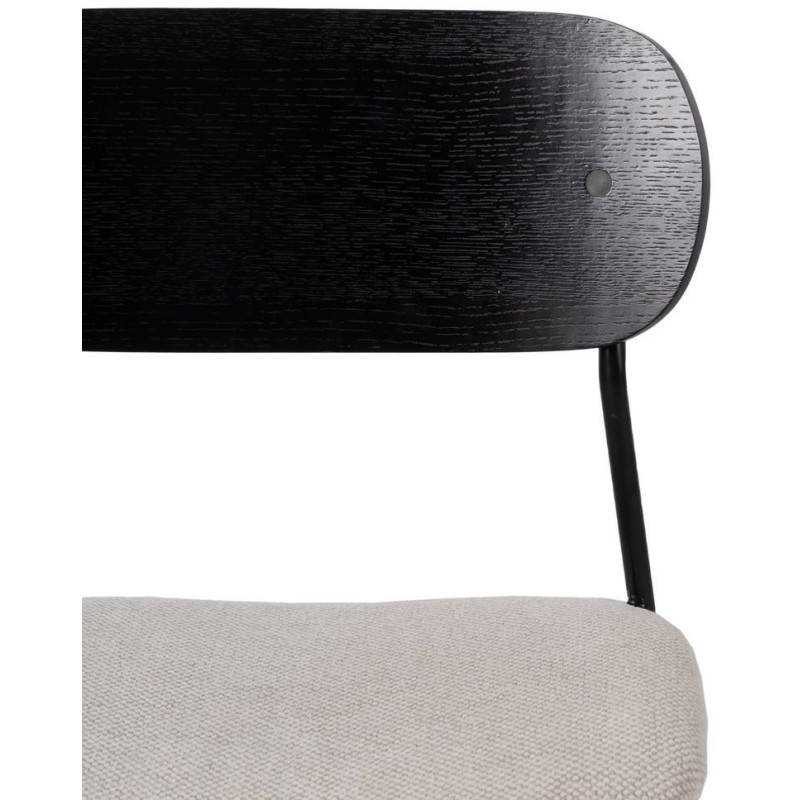 Chaise moderne d'écolier en Tissu Blanc Plywood Noir Métal Noir Nelda (Lot de 4) - 4